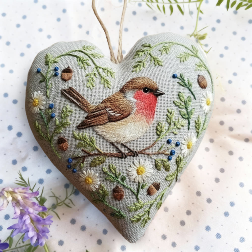 Rubbyoo Heart Embroidery Kit - Garden Robin Daisy | Gentle Handcraft Activity | Heartwarming Home Touch - image 8