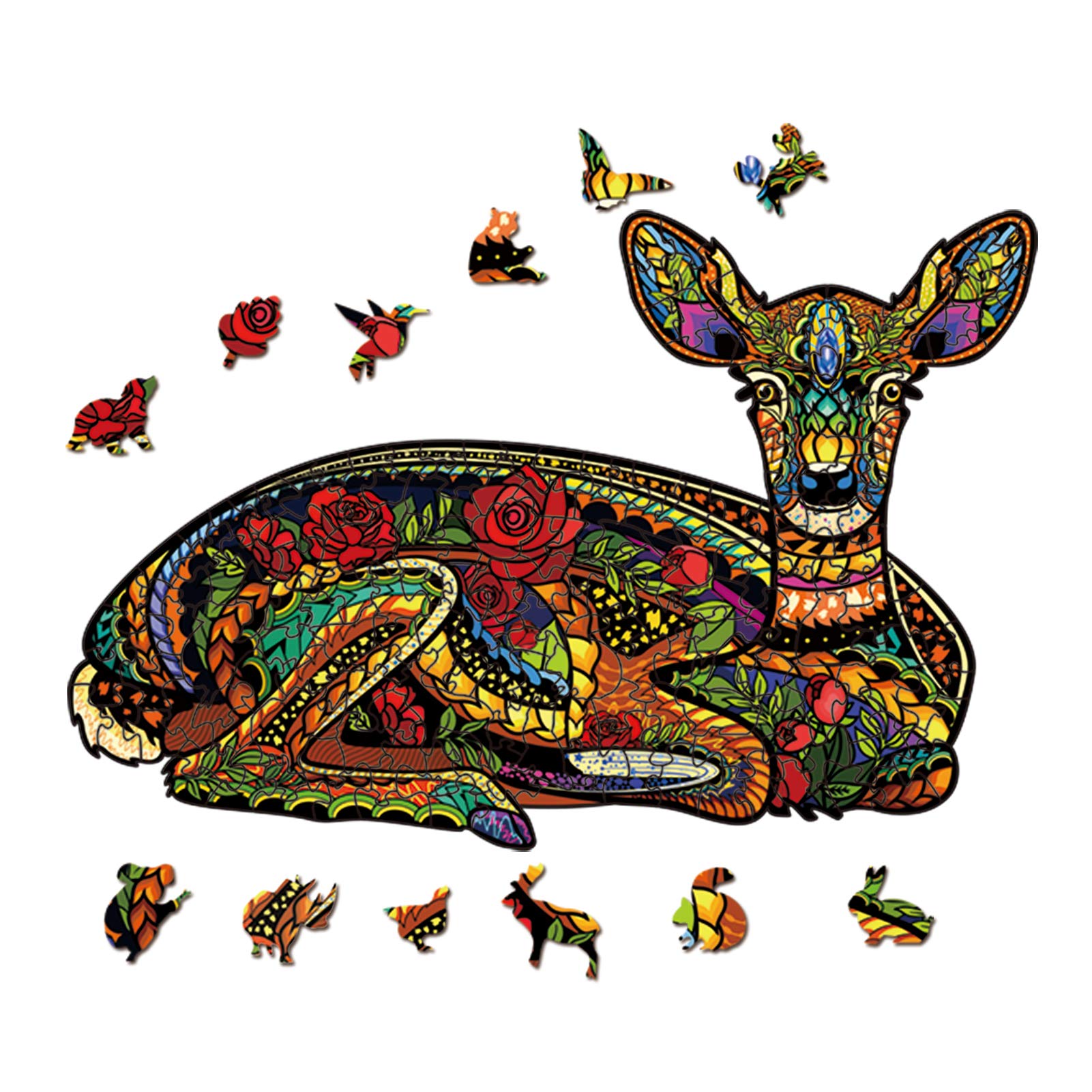 Colourful Sika Deer - Wooden Jigsaw Puzzle