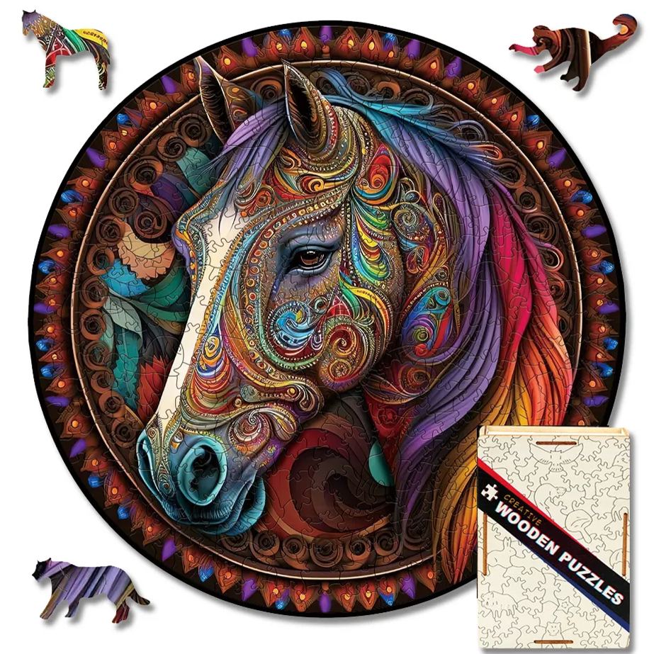 Mandala Horse - Wooden Jigsaw Puzzle