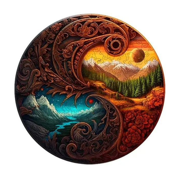 Yin Yang Dusk and Starry Night - Wooden Jigsaw Puzzles