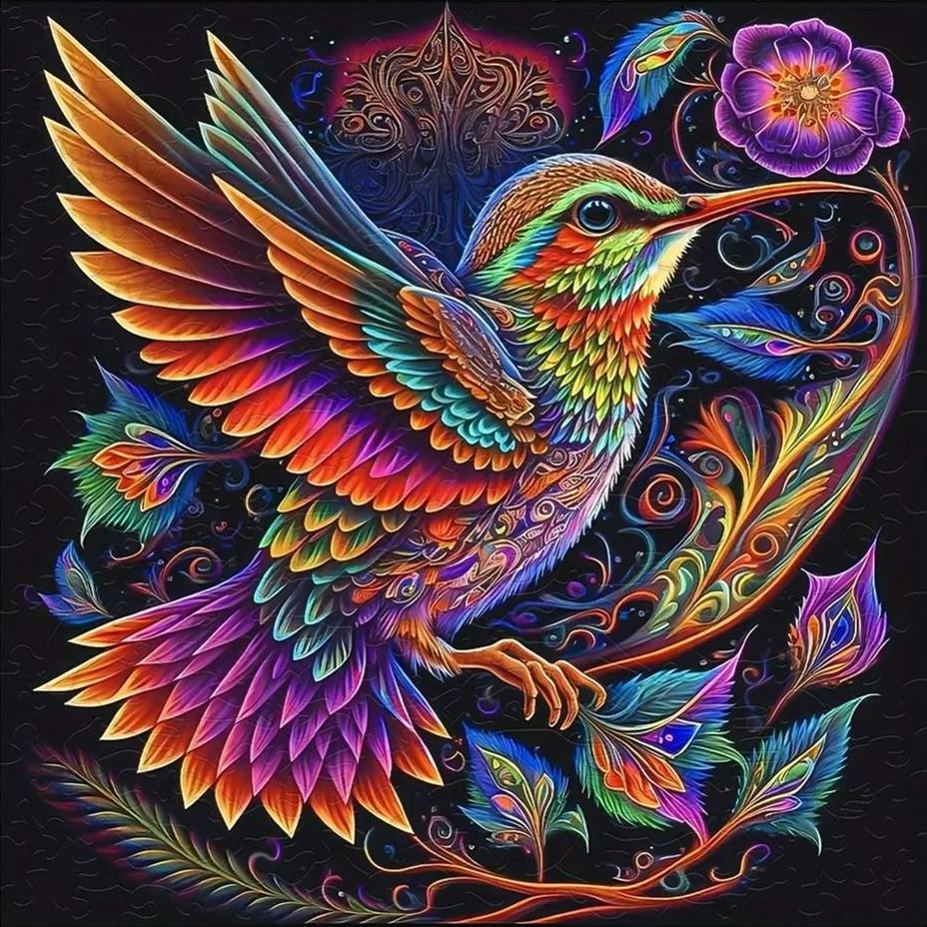 Colorful Hummingbird - Wooden Jigsaw Puzzle