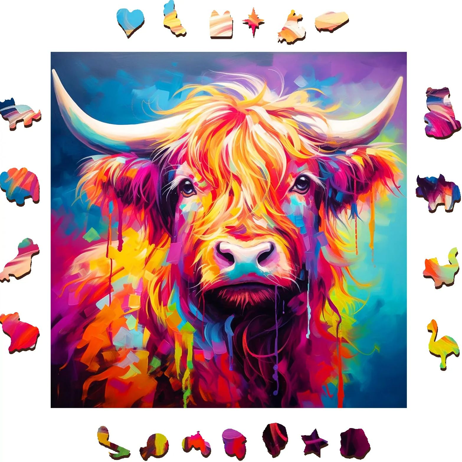 Colorful Cow - Wooden Jigsaw Puzzle