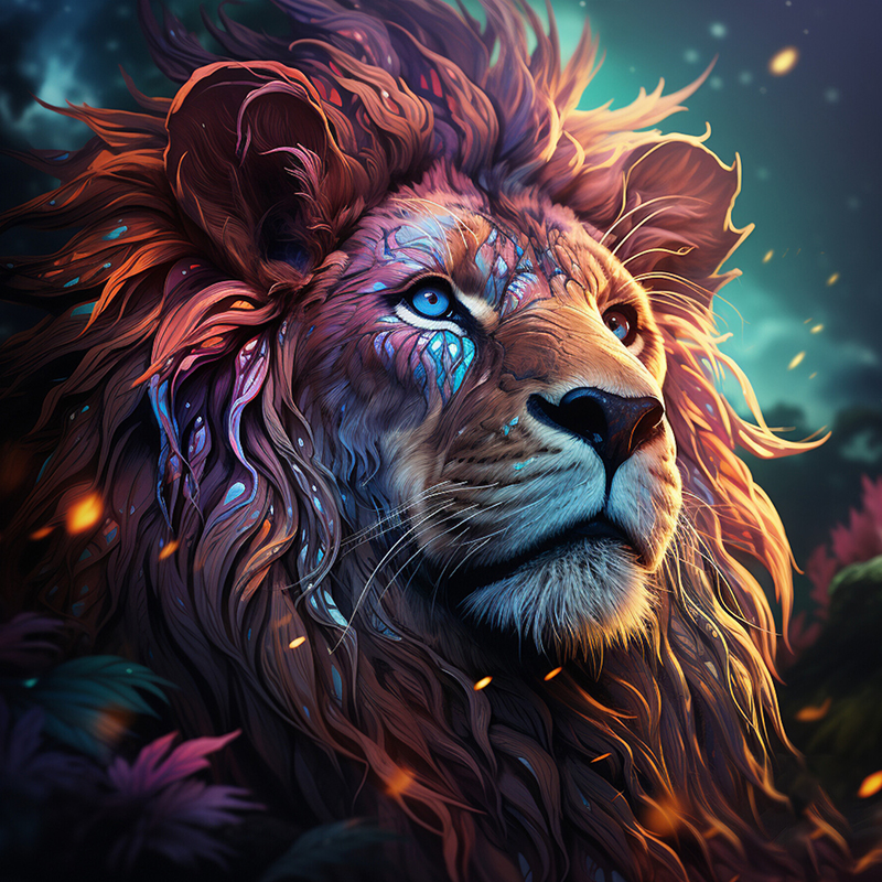 Colorful Lion In Space  - Wooden Jigsaw Puzzle