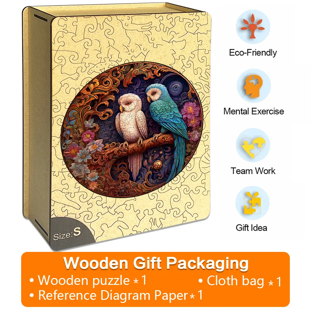 Lovebird Wood Carving - Wooden Jigsaw Puzzles