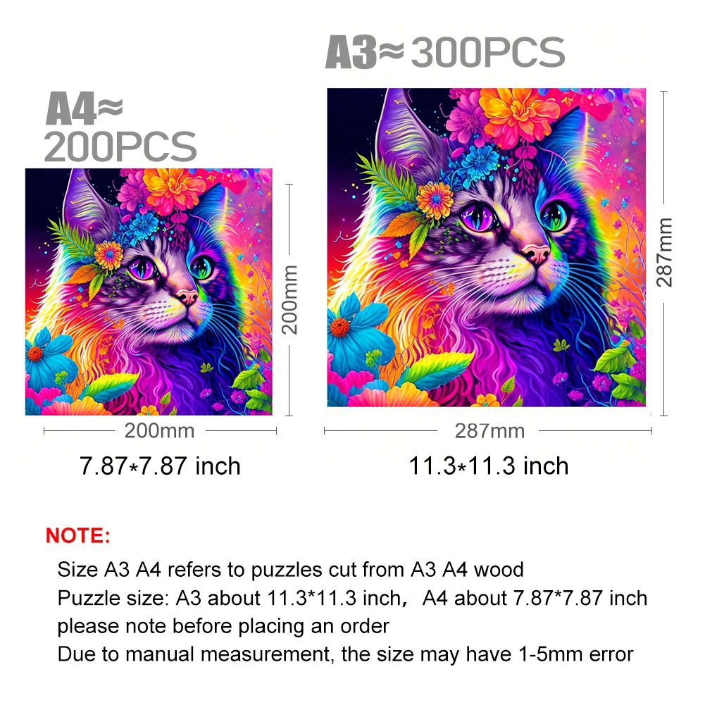 Flower Cat - Wooden Jigsaw Puzzle