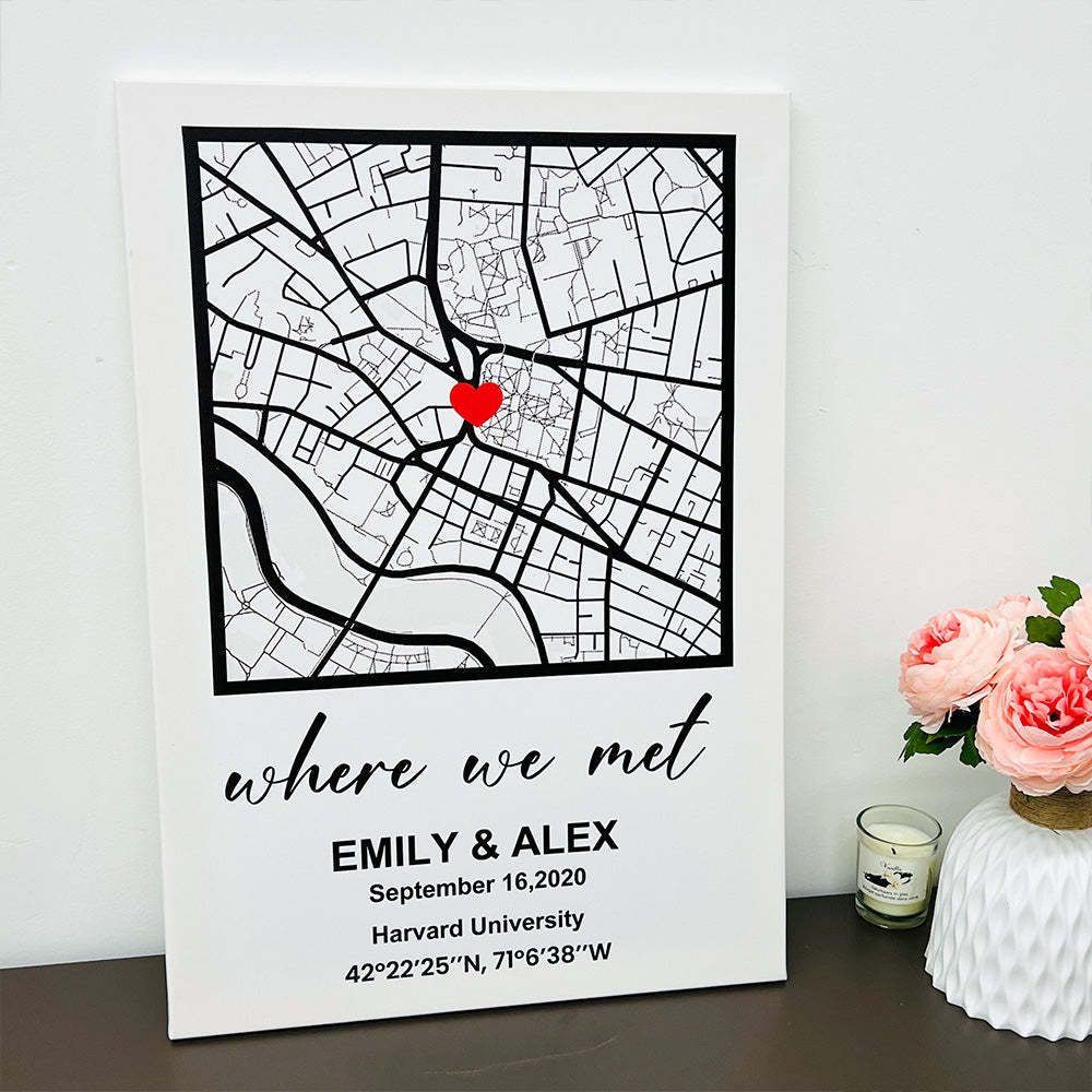 Personalized First Date Map Framed Gift For Couples Valentine's Day Gifts