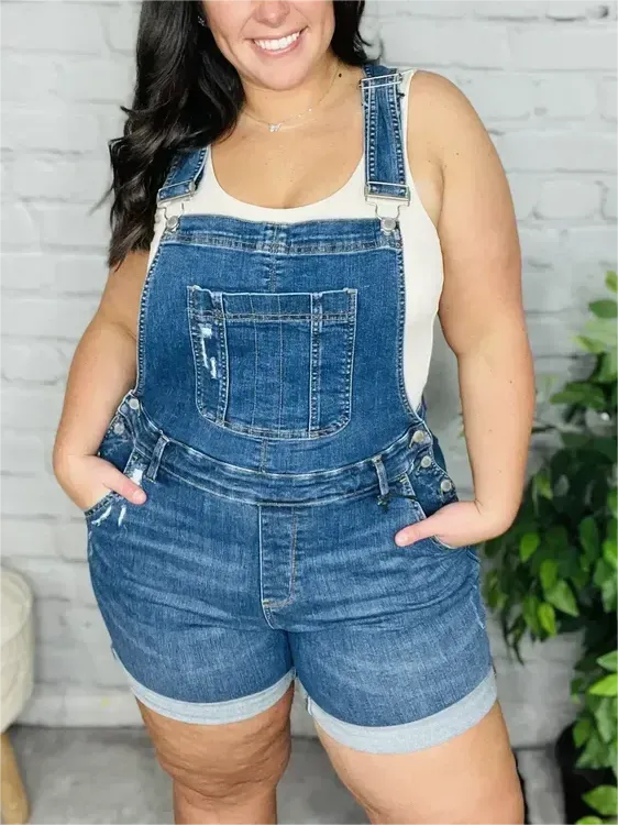 🔥🔥🔥🔥(Sales off 2024 SPRING) WOMEN'S DENIM OVERALL HIGH RISE SHORTS