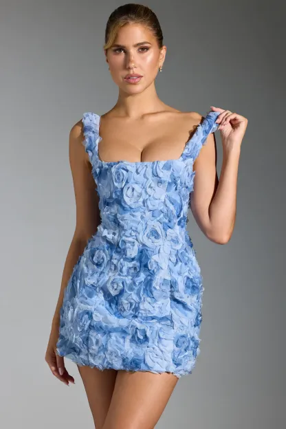 Floral-Applique Corset Mini Dress