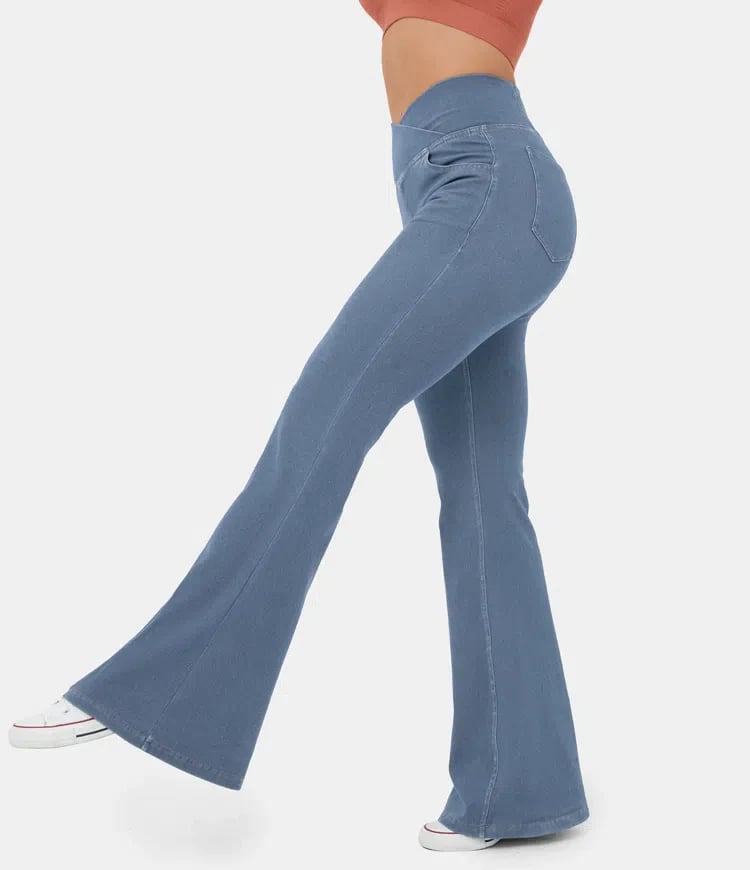 🔥HOT SALE-49% OFF🔥Stretchy Denim High Waisted Crossover Flare Pants👖(Buy 2 Free Shipping)