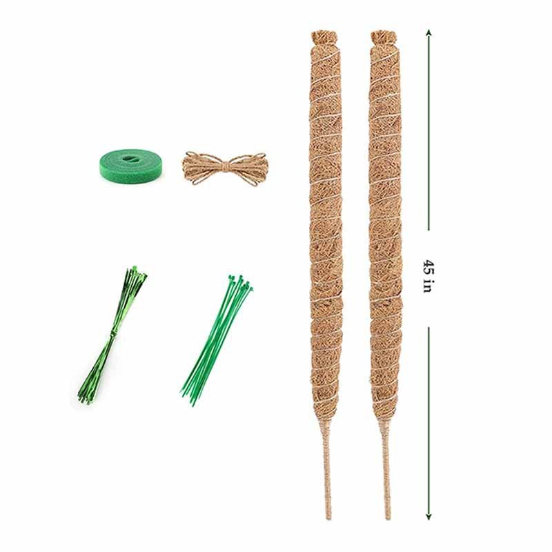 25/45 Inch Moss Pole, 2 Pack Bendable Moss Pole for Plants Monstera, Moss Poles for Climbing Plants Indoor, Handmade Coco Coir Plant Pole Sticks Support Stakes for Potted Plants