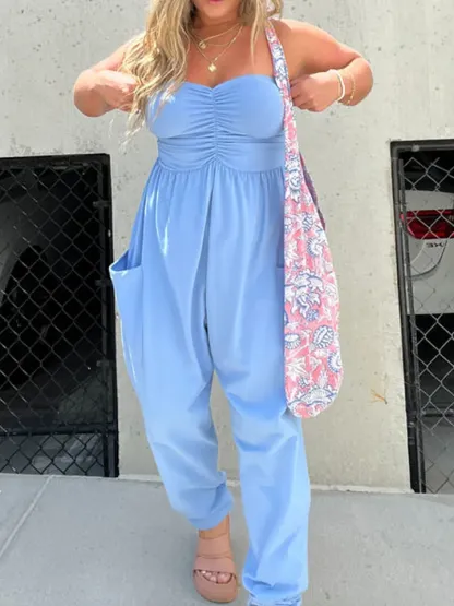 TUBE TOP BOHO JUMPSUIT WITH POCKETS (BUY 2 FREE SHIPPING)