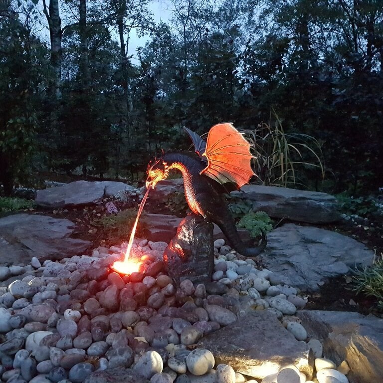 🦖Precision Casting Fire-breathing Dragon Sculpture Waterscape