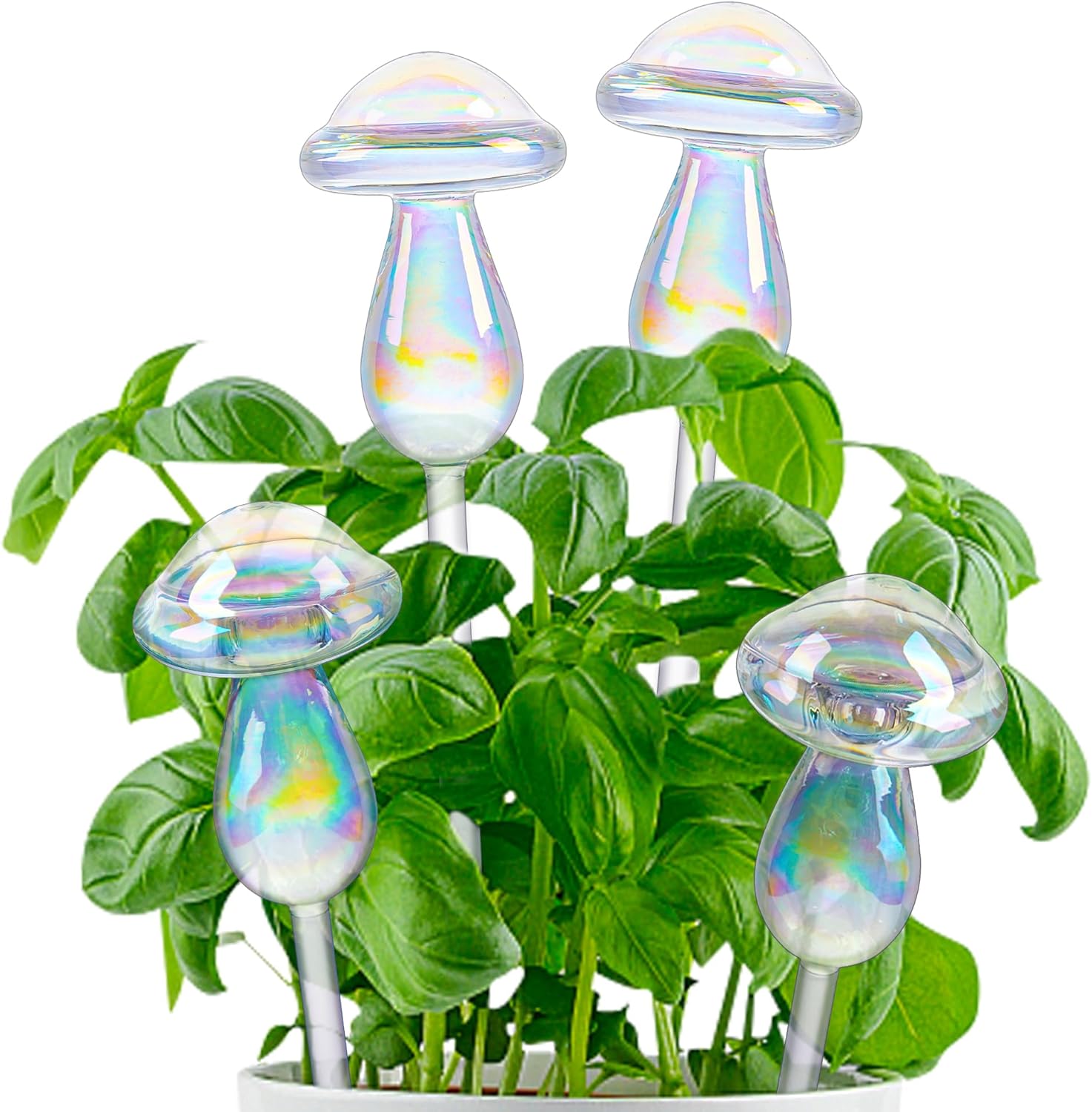 Adabocute Glass Plant Watering Globe-Mushroom Self Watering Spikes-2 Pack Plant Watering Bulbs Devices for Indoor and Outdoor Plants