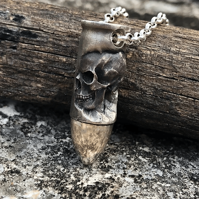 🔥Upcycled Russian War Remnants - Holy Cross Bullet Skull Necklace (7.62x54)