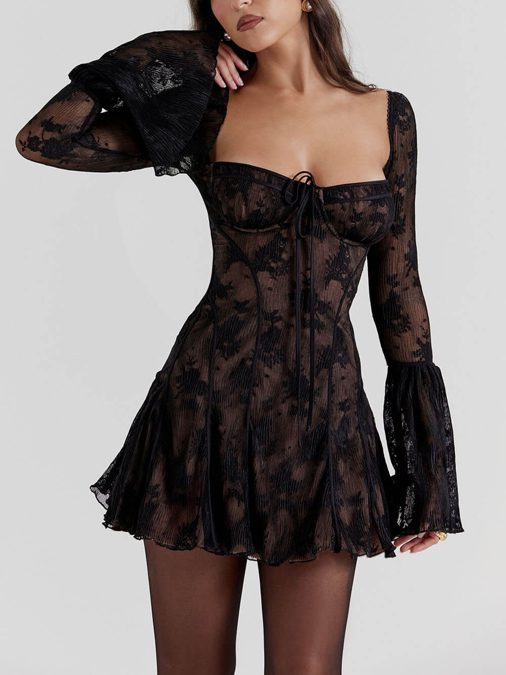 Black Lace Corset Dress