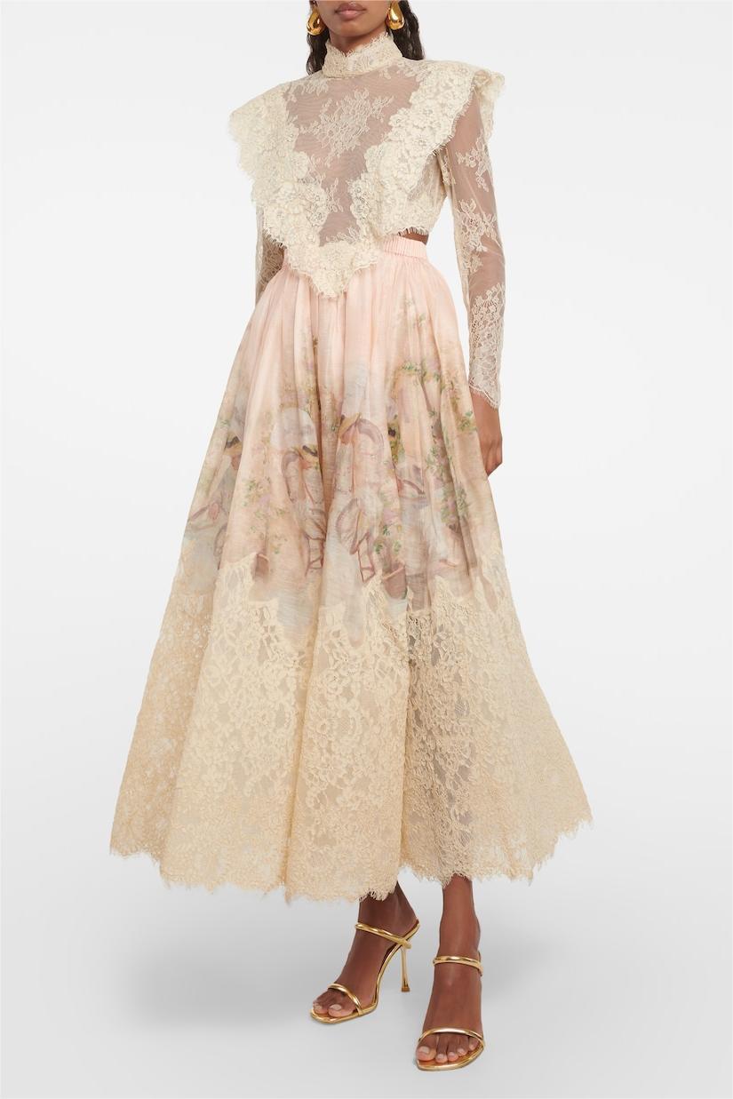 Floral Lace Long Sleeve Midi Dress