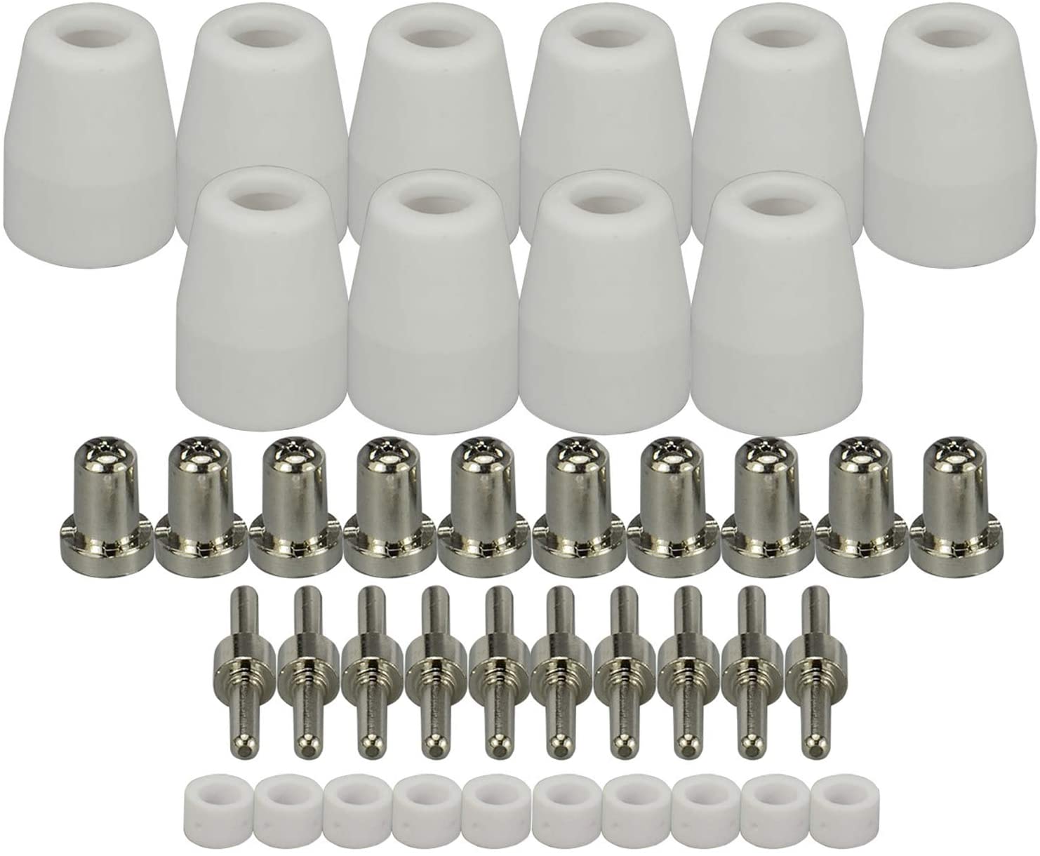PT-31 LG-40 20072 Plasma Cutter Torch Body & Roller Guide Wheel Spacer &Plasma Tip Electrode Nozzle Gas Ring Shield Cup Kit 42pcseel Spacer 2pcs