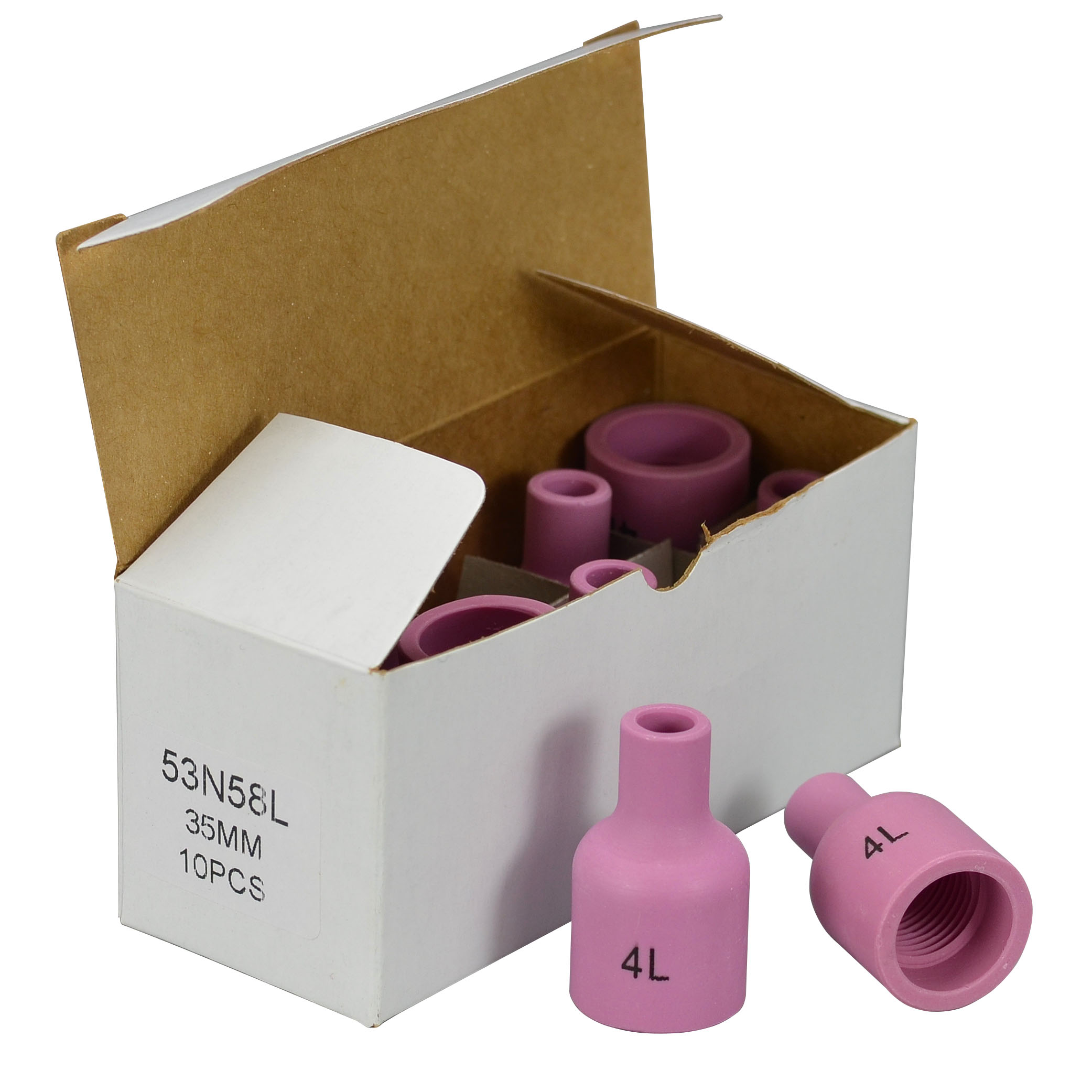 TIG Gas Lens Alumina Nozzle Ceramic Cup 53N58L (#4L 1/4") Fit PTA DB SR WP 9 17 18 20 25 26 TIG Welding Torch 10pk