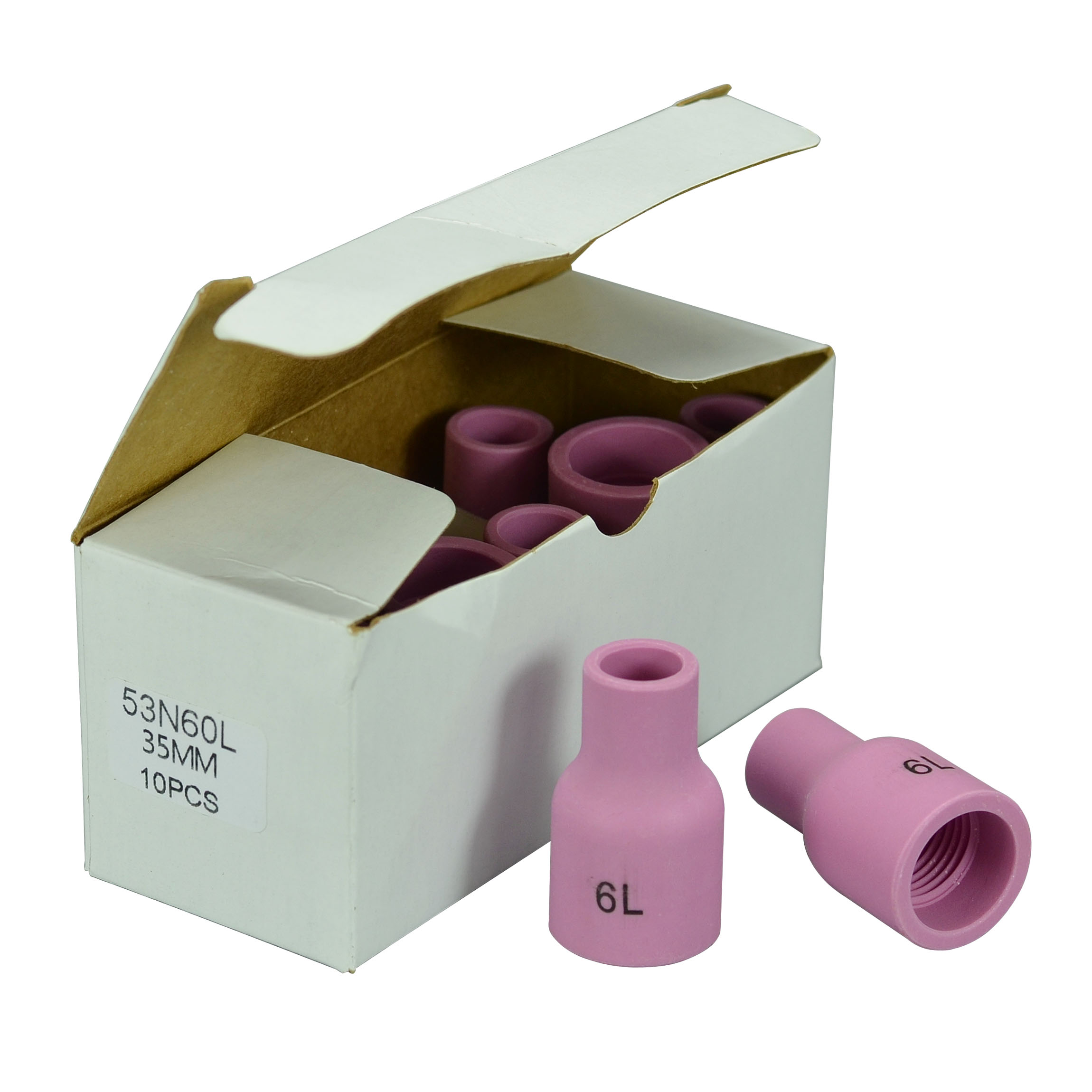 TIG Gas Lens Alumina Nozzle Ceramic Cup 53N60L (#6L 3/8") Fit PTA DB SR WP 9 17 18 20 25 26 TIG Welding Torch 10pk