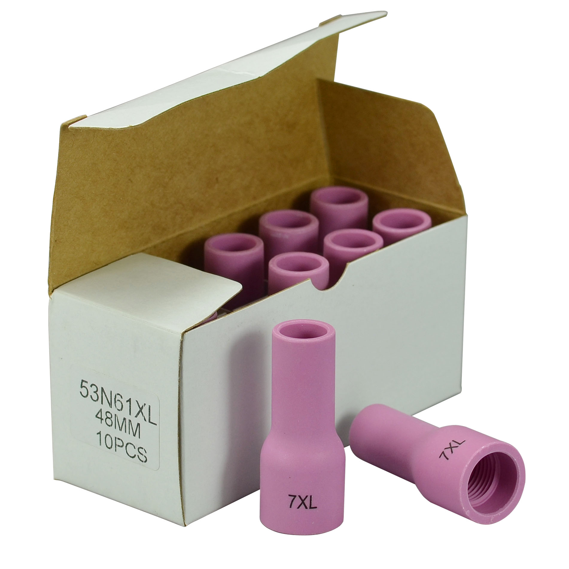 TIG Gas Lens Aluminia Nozzle Ceramic Cup Extra Long 53N61XL (#7XL 7/16" Orifice) for SR WP 9 20 25 TIG Welding Torch 10pk