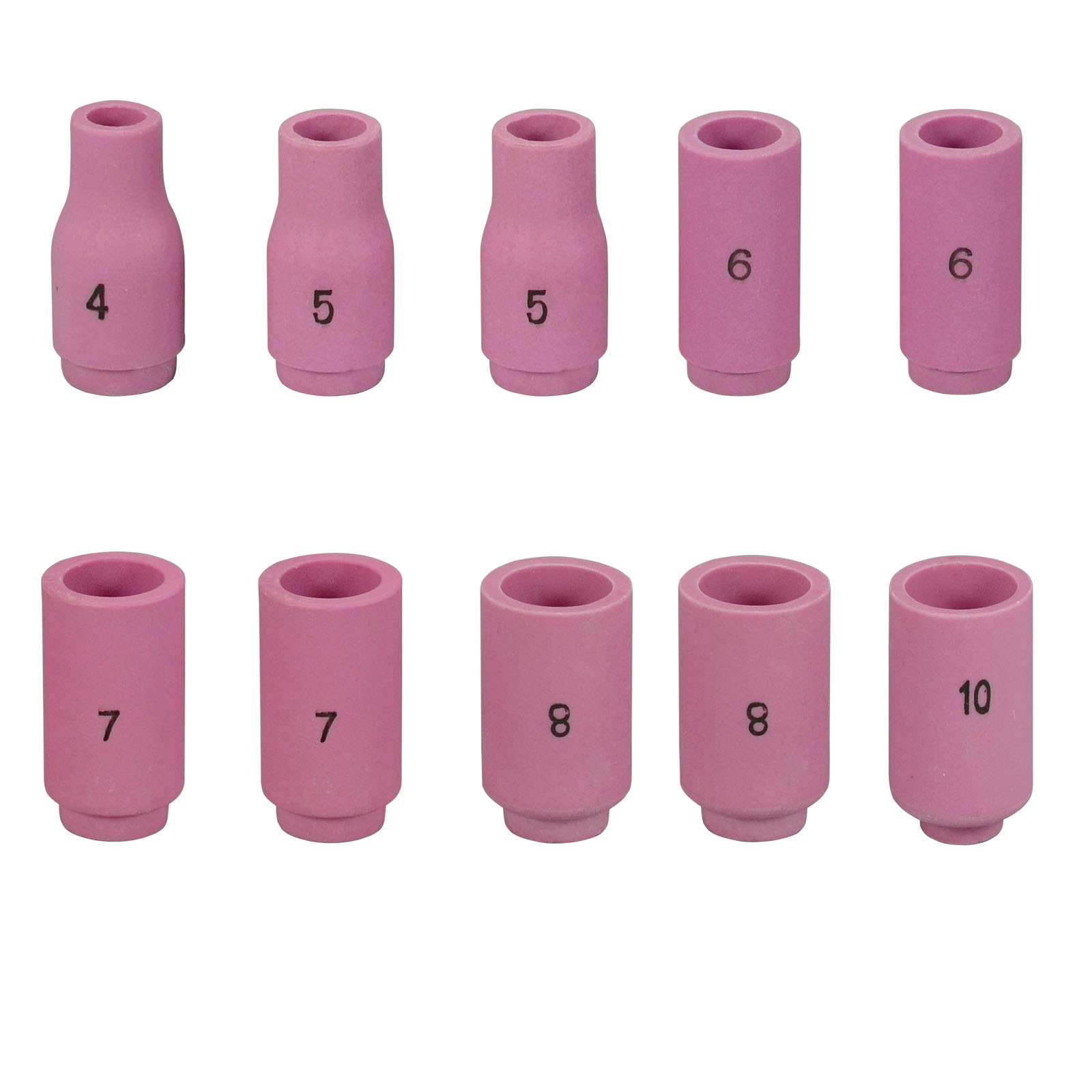 10pcs TIG Alumina Nozzle Shield Cup Assorted Size Kit 13N08#4 13N09#5 13N10#6 13N11#7 13N12#8 13N13#10 Fit SR WP 9 17 18 20 25 26 TIG Welding Torch