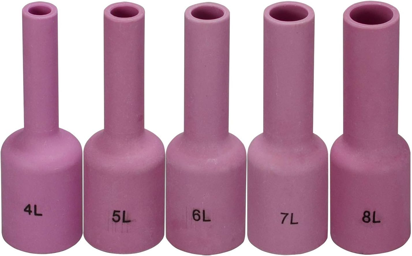 TIG Alumina Nozzle Ceramic Cups Long Large Diameter 54N14L 8L 1/2", 54N15L 7L 7/16", 54N16L 6L 3/8", 54N17L 5L 5/16", 54N18L 4L 1/4" SR WP 17 18 26 TIG Welding Torch 5pcs