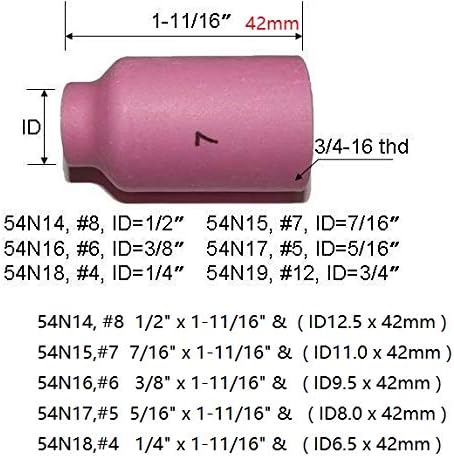 TIG Gas Lens Assorted Size kit 45V26 (3/32" & 2.4mm Orifice) 10N24 54N15 54N01 for QQ300 PTA DB SR WP 17 18 26 TIG Welding Torch 4pcs