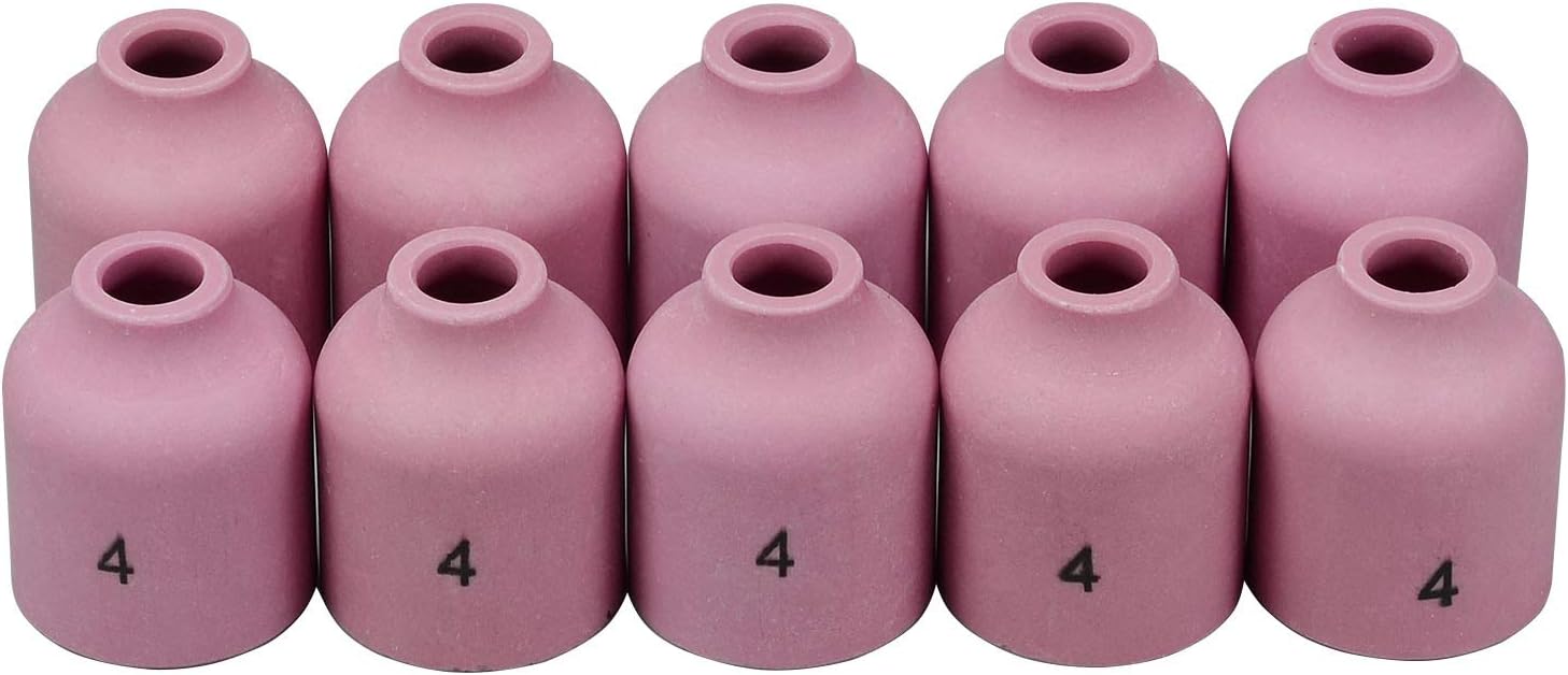 TIG Gas Lens Alumina Nozzle Ceramic Cups 53N58 4# 1/4" 6.5mm for PTA DB SR WP 9 17 18 20 25 26 TIG Welding Torch Pack of 10