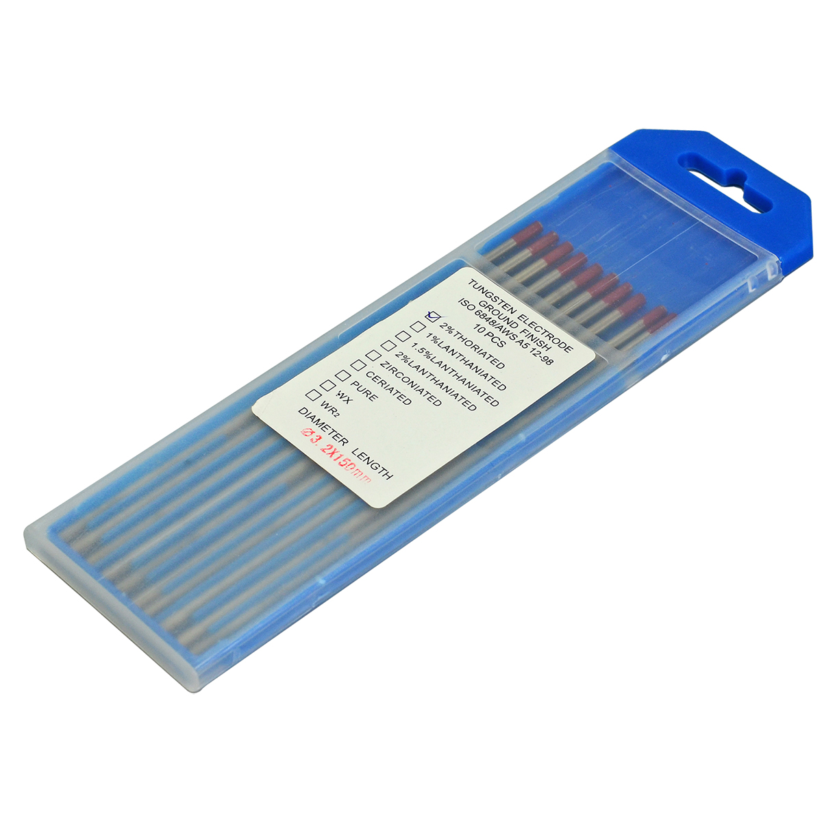 2 Percent Thoriated WT20 Red TIG Welding Tungsten Electrode 1/8"x6" & 3.2X150mm Pack of 10