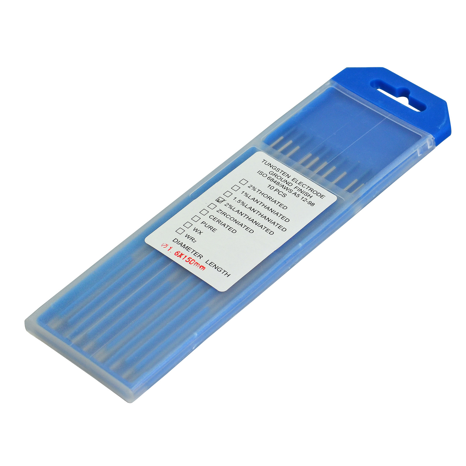 2 Percent Lanthanated WL20 Sky Blue TIG Welding Tungsten Electrode 1.6x150mm 10PK