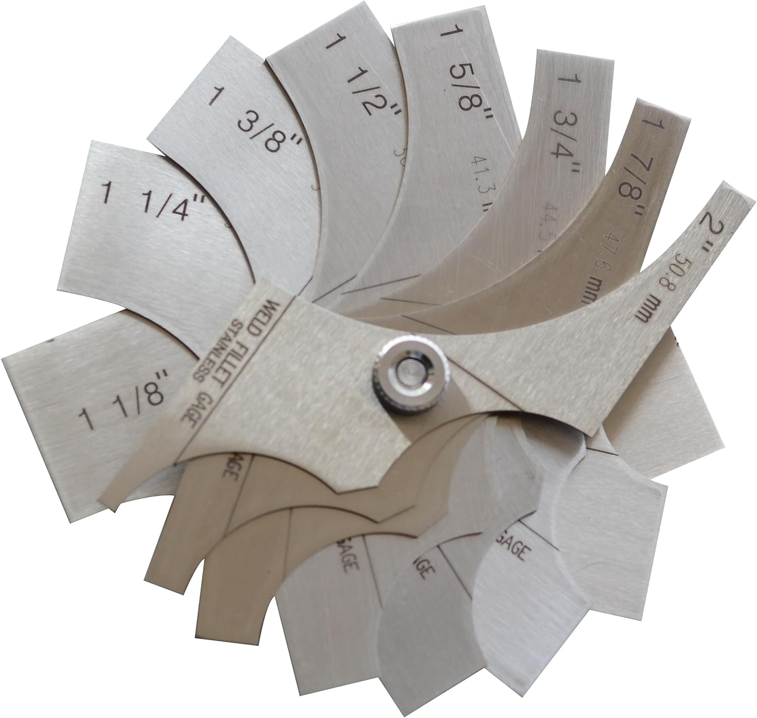 8 Piece Fillet Weld Set 1-1/8" increments to 2" Inch RL Gauge Welding Inspection Test Ulnar