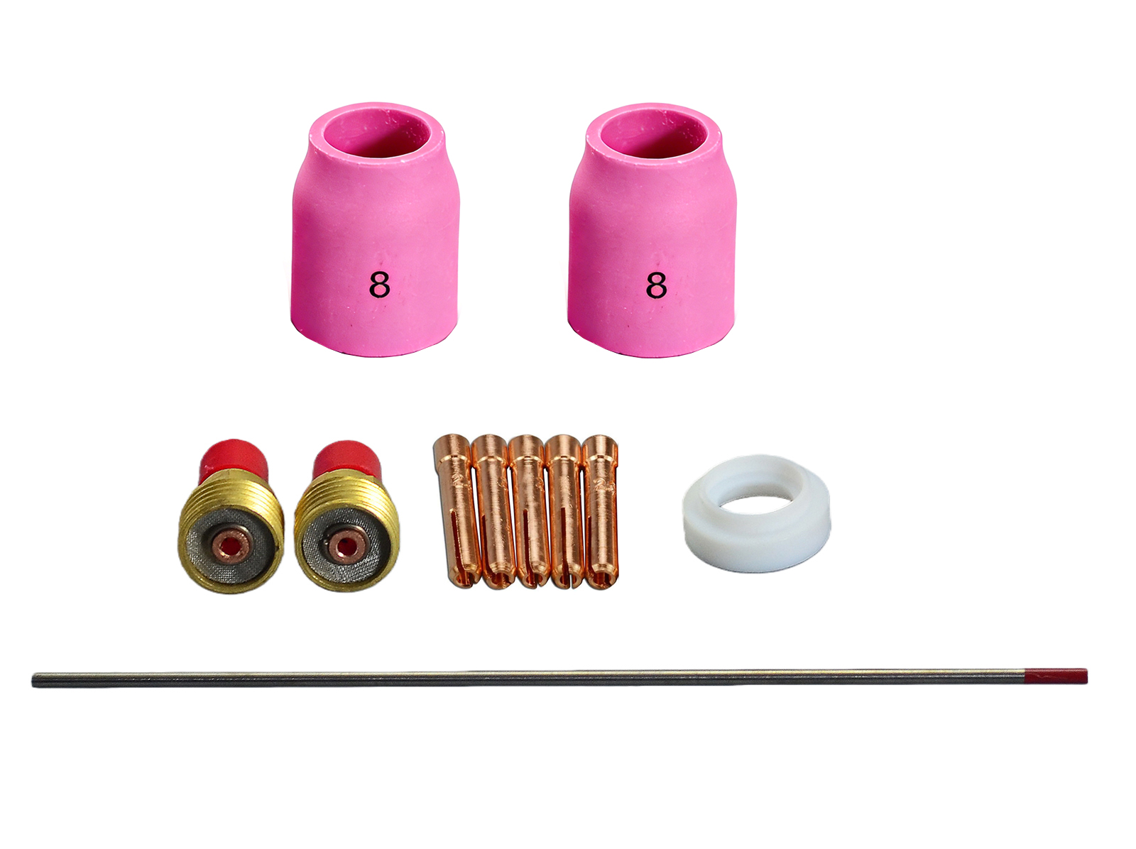 TIG Gas Lens Collets 2 Percent Thoriated Tig Tungsten Fit SR PDA DB WP 9 20 25 TIG Welding Torch 11pcs