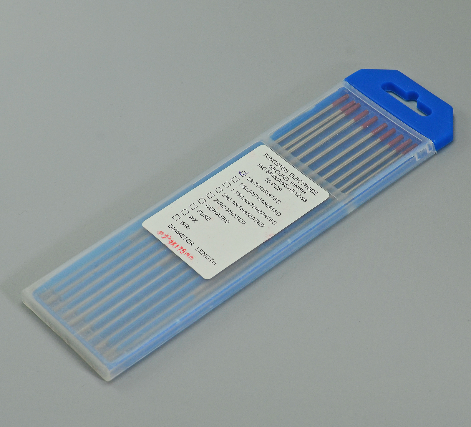 TIG Welding Tungsten Electrode 2% Thoriated WT20 Red Tips 3/32" x 7" & 2.4mm x 175mm Pack of 10