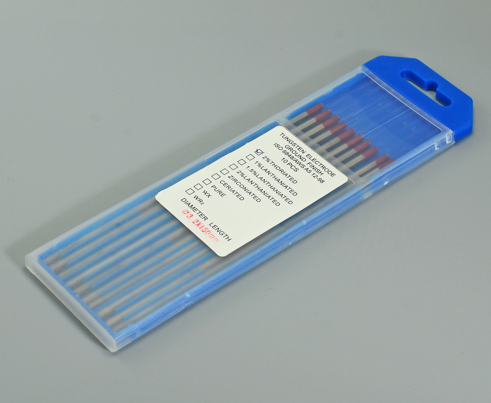 2 Percent Thoriated WT20 Red TIG Welding Tungsten Electrode 1/8"x6" & 3.2X150mm Pack of 10