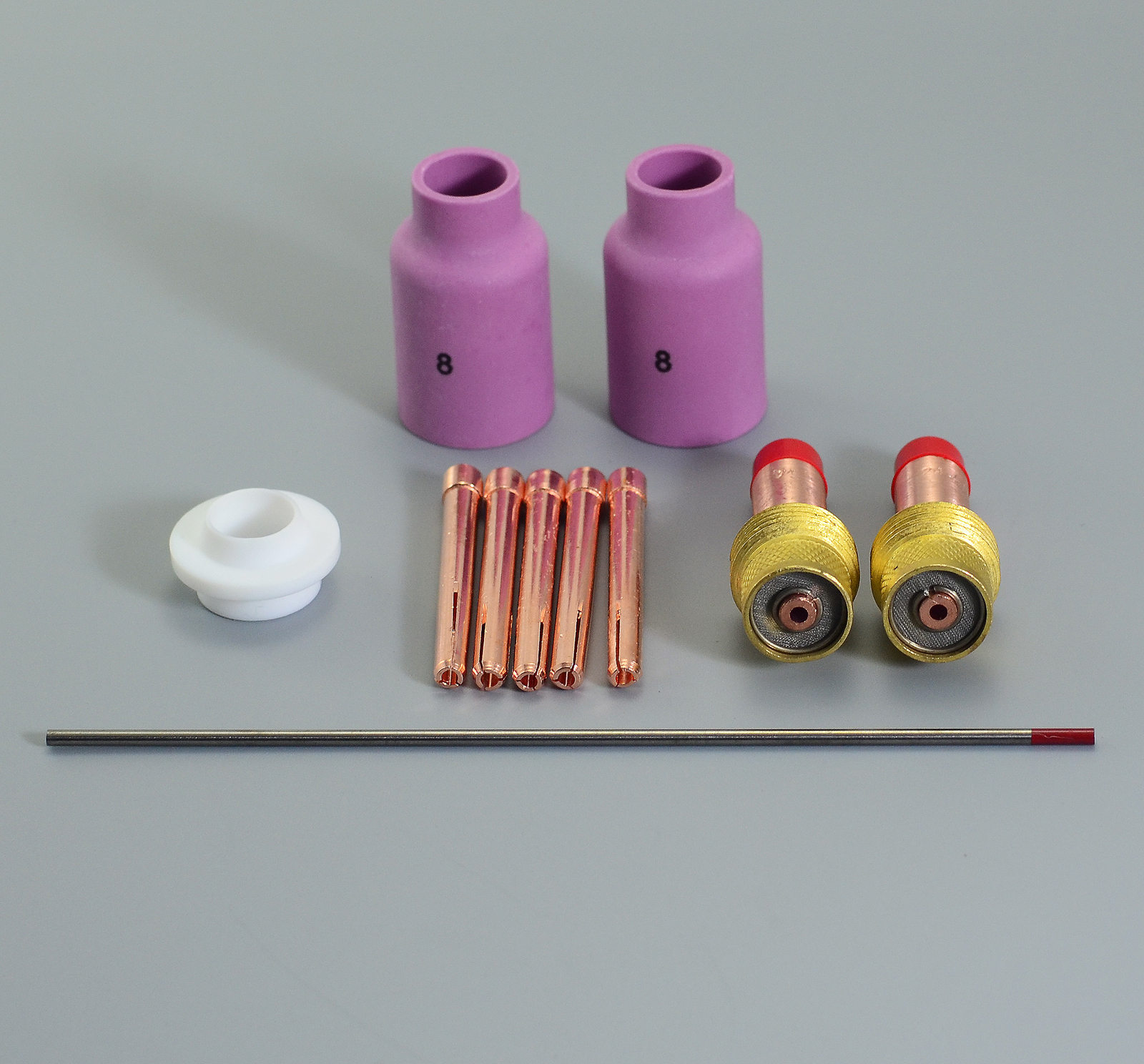 TIG Gas Lens Assorted Size Kit 45V26 (3/32" & 2.4mm Orifice) 10N24 54N14 54N01 Thoriated Tungsten Fit DB SR WP 17 18 26 TIG Welding Torch 11pcs