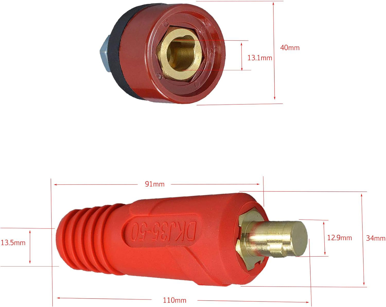 HK-Bluesweld TIG Welding Cable Panel Connector-plug DKJ35-50 DKZ35-50 Dinse Quick Fitting 315Amp 4pcs