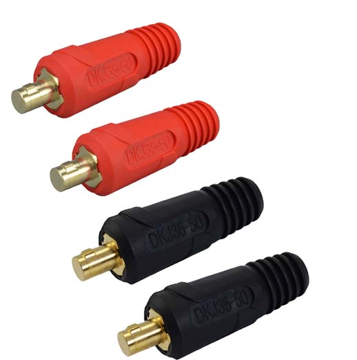 HK-Bluesweld TIG Welding Cable Panel Connector-Plug DKJ35-50 315Amp Dinse Quick Fitting Red and Black Color 4pcs