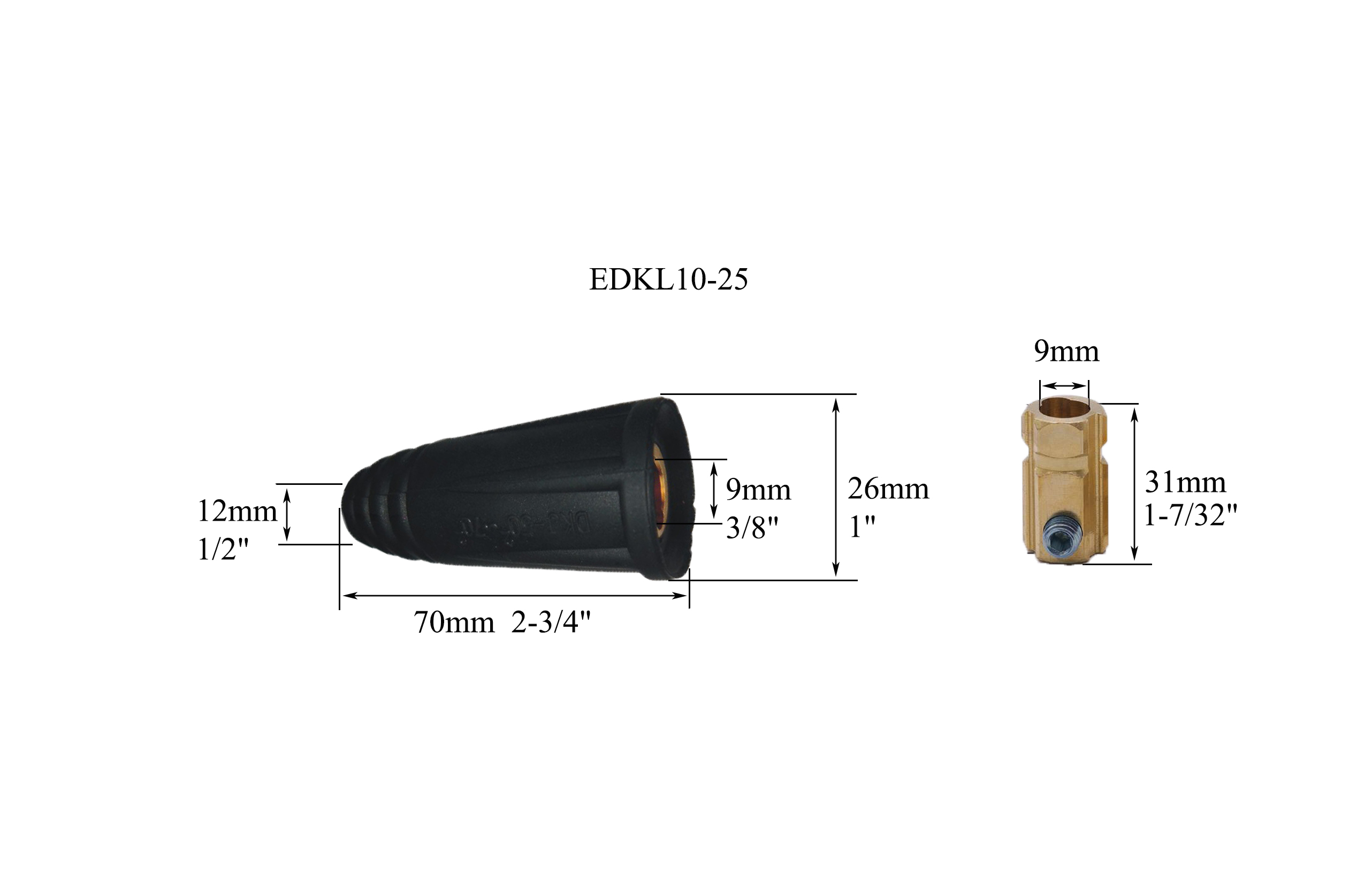 HK-Bluesweld TIG Welding Cable Panel Connector-plug DKJ10-25 & EDKL10-25 200Amp Dinse Quick Fitting 4pcs