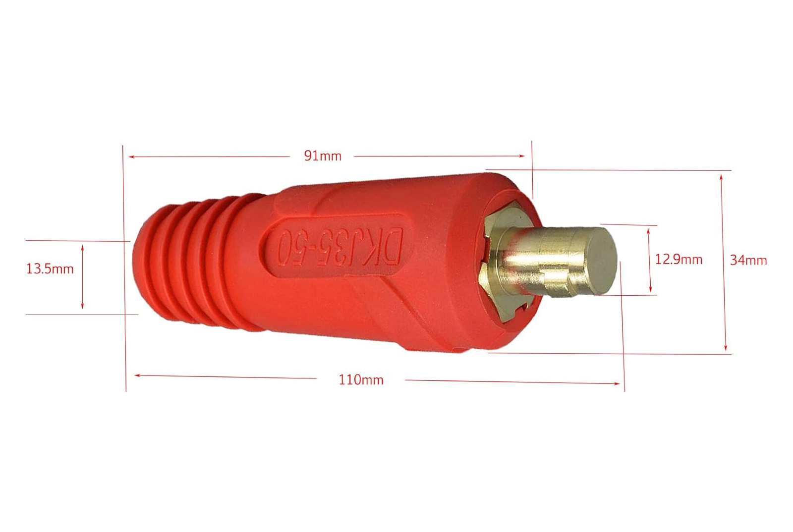 TIG Welding Cable Panel Connector-Plug DKJ35-50 315Amp Dinse Quick Fitting Red 2pk