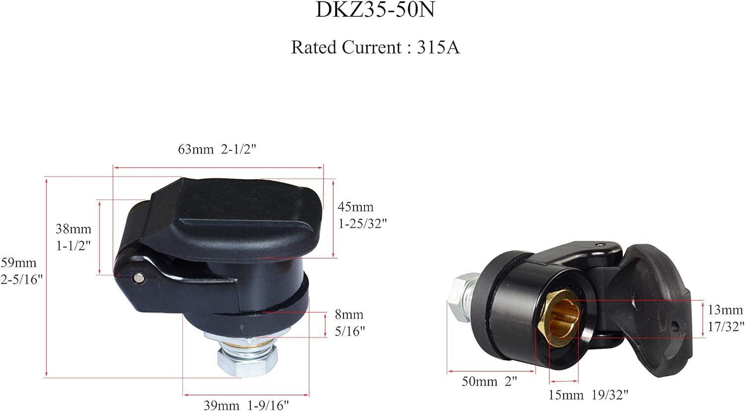 HK-Bluesweld TIG Welding Cable Panel Connector-Plug and Socket Dinse Dinze Quick Fitting 315Amp DKZ35-50N Waterproof