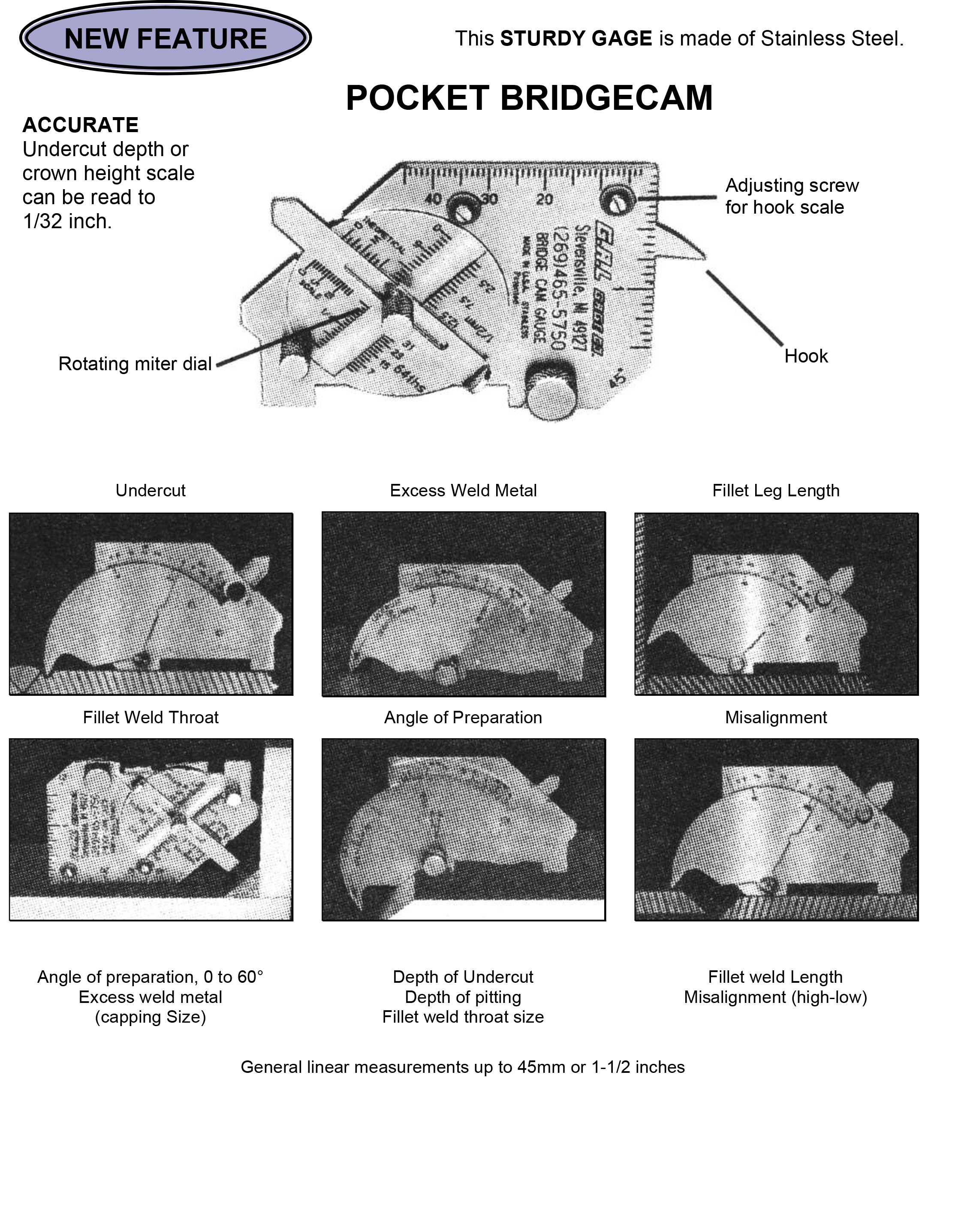 HK-Bluesweld Bridge Cam Gage Test Ulnar Welding Inspection Gauges High-low Misalignment