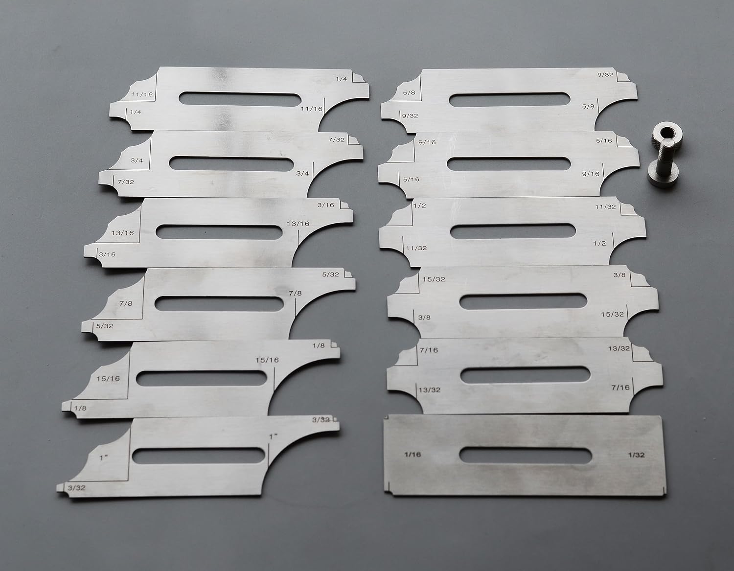 12 Piece Fillet Weld Set 1/32" increments to 1/2", 1/16" increments to 1" Inch RL Gauge Welding Inspection Test Ulnar Checking Fillet Leg and Throat Size
