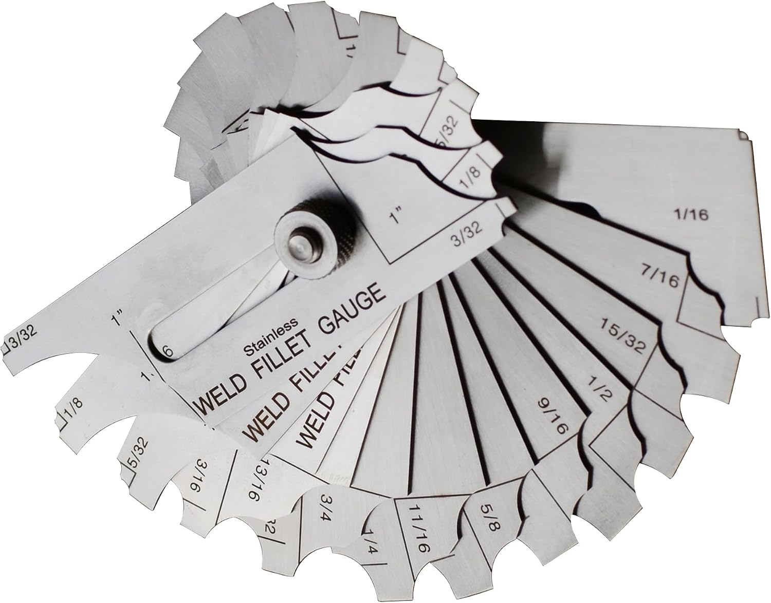 12 Piece Fillet Weld Set 1/32" increments to 1/2", 1/16" increments to 1" Inch RL Gauge Welding Inspection Test Ulnar Checking Fillet Leg and Throat Size