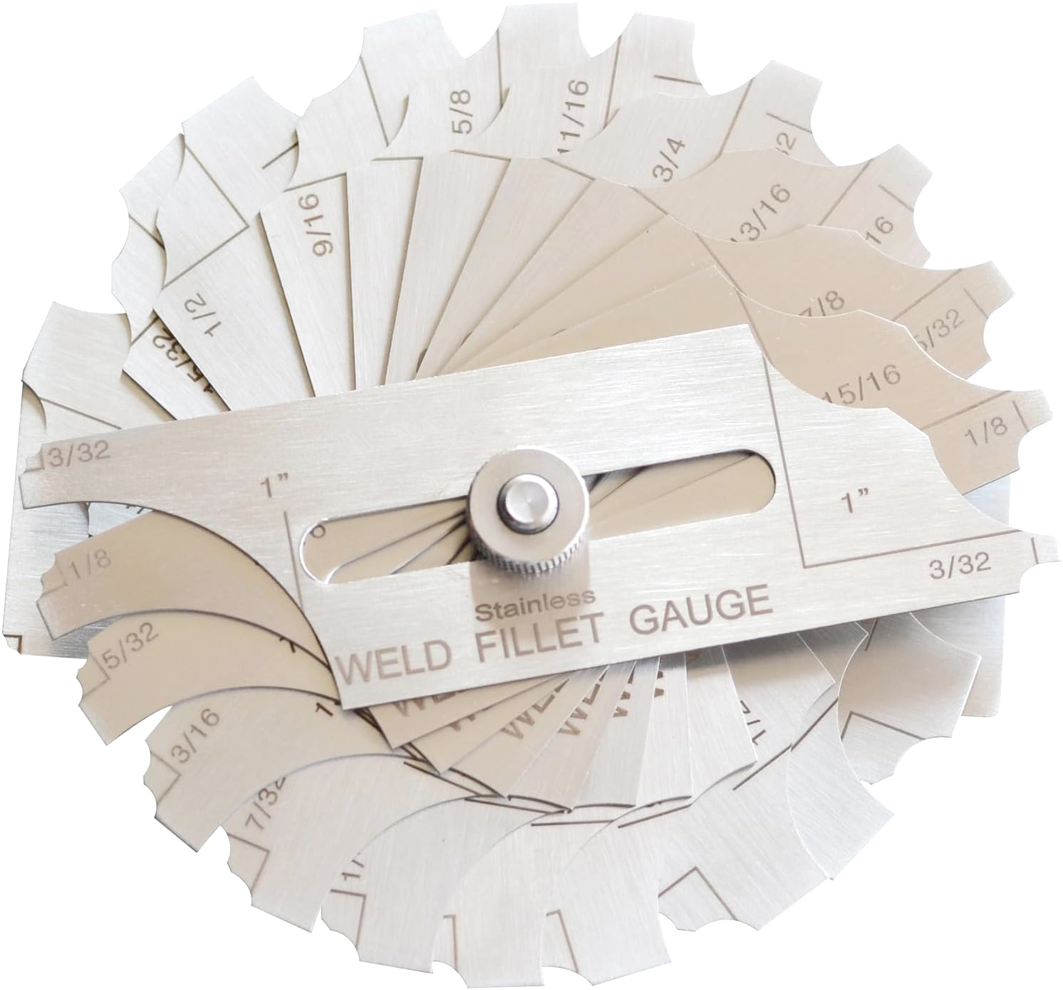 12 Piece Fillet Weld Set 1/32" increments to 1/2", 1/16" increments to 1" Inch RL Gauge Welding Inspection Test Ulnar Checking Fillet Leg and Throat Size