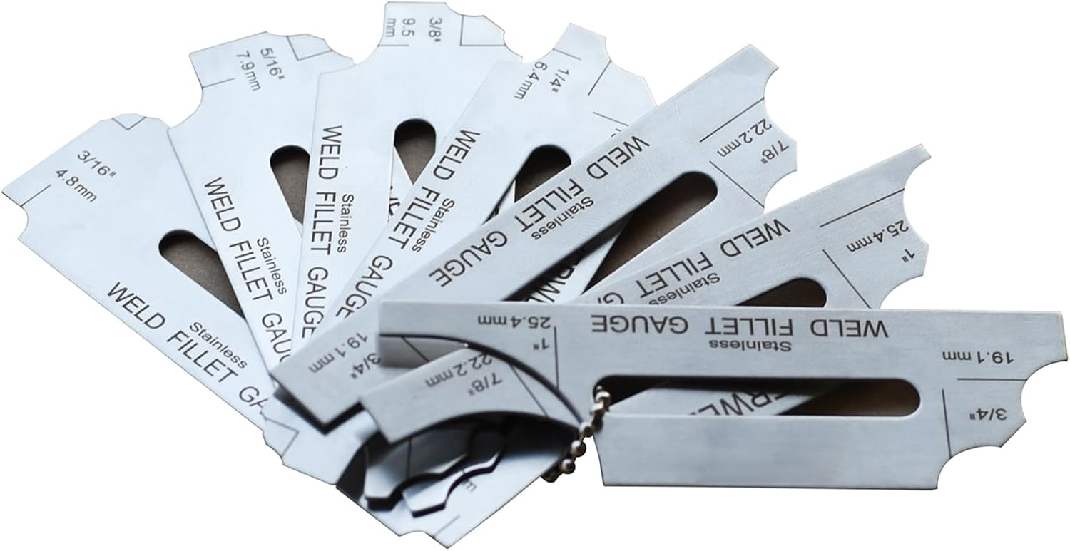 7piece Fillet Weld Key Chain Set Gage Rl Gauge Depth Gauges Welding Inspection Test Ulnar Metric & Inch MG-11 with Markings on Both Sides Checking Fillet Leg and Throat Size