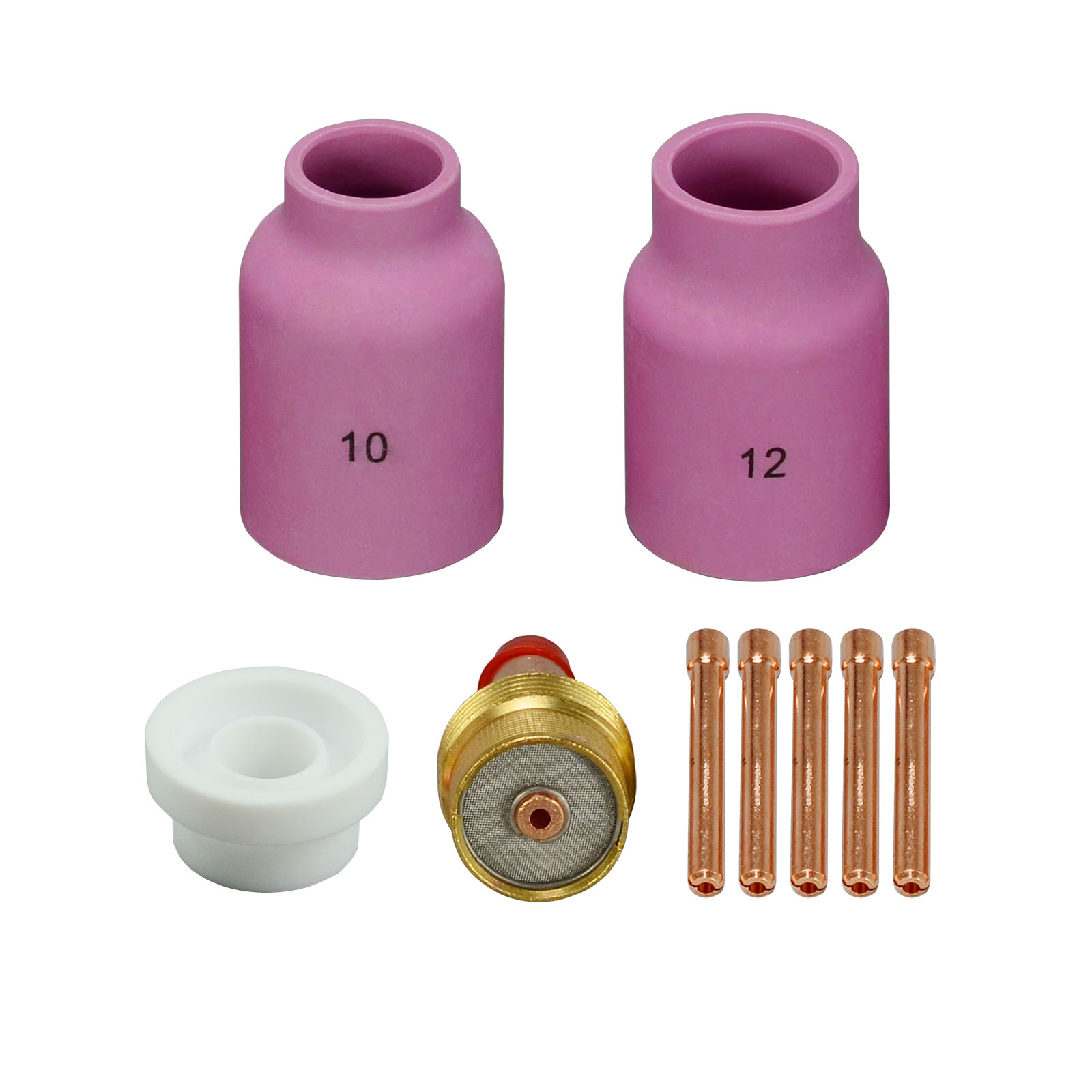 HK-Bluesweld 9pcs TIG Gas Lens 45V64 10N24 (3/32" & 2.4mm Orifice) 54N63 Insulator Alumina Nozzle Ceramic Cup 53N87 (#12 3/4") 53N88 (#10 5/8") Kit Fit DB PTA SR WP 17 18 26 TIG Welding Torch
