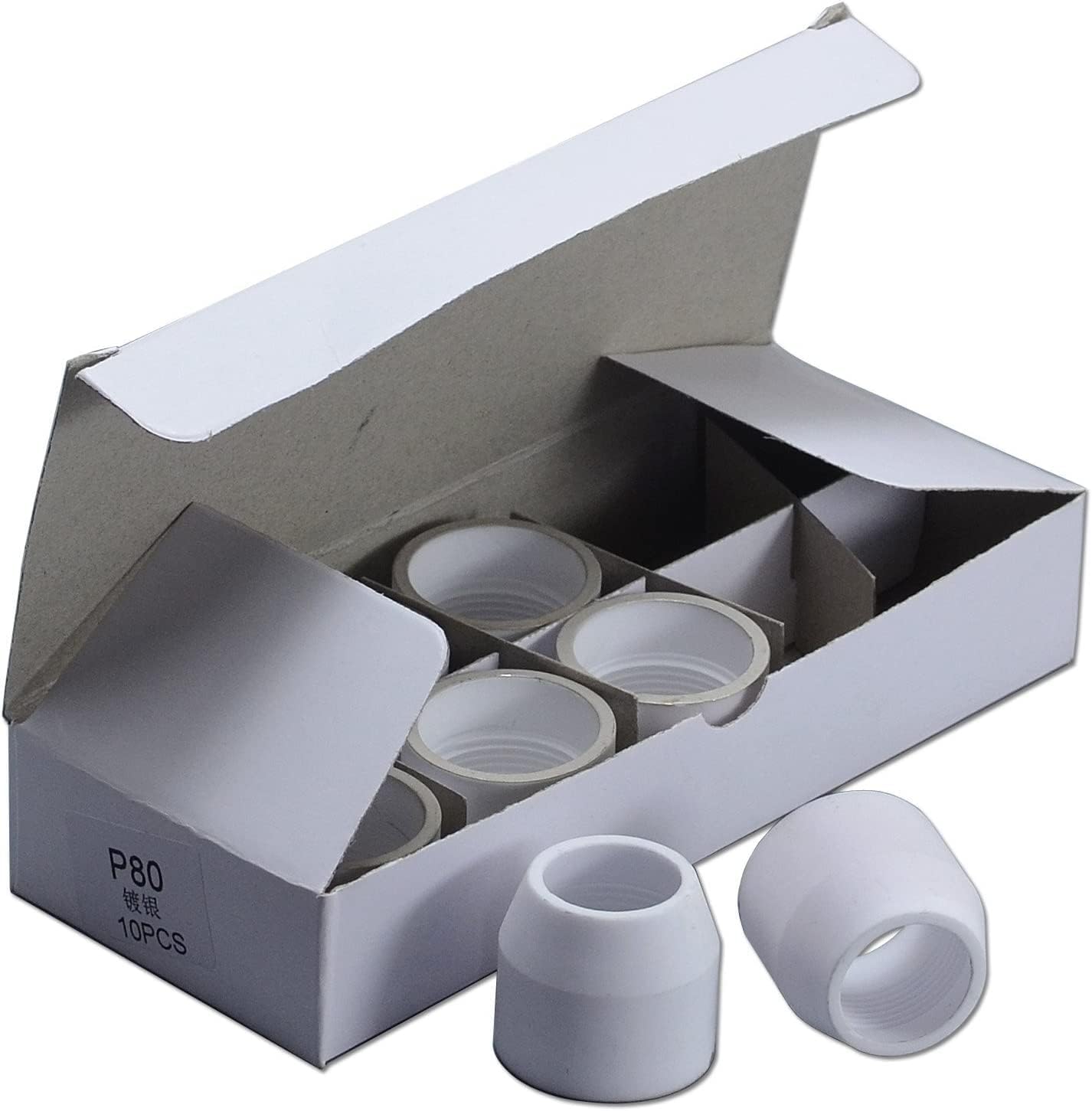 P-80 Plasma Cutting Torch Consumables Plasma Ceramic Cup Silver-Gilt 10pk