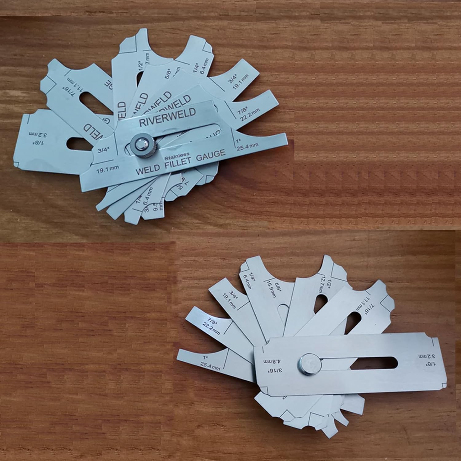 7piece Fillet Weld Set Gage Rl Gauge Depth Gauges Welding Inspection Test Ulnar Metric & Inch MG-11 With Markings on Both Sides Checking Fillet Leg and Throat Size