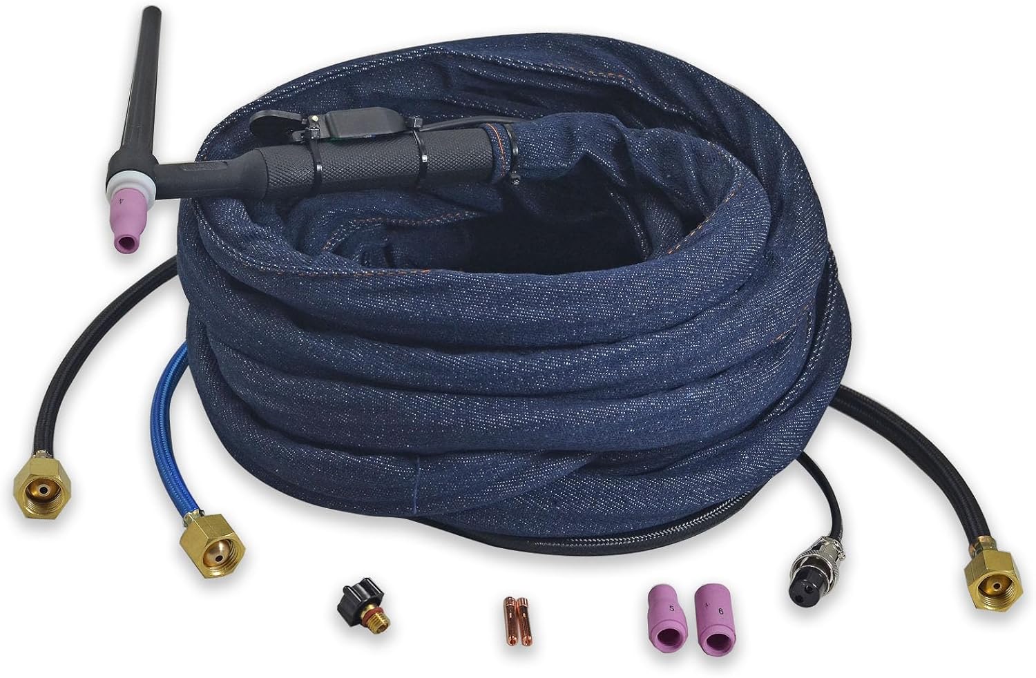 WP-20F WP20F-25 TIG Welding Torch Complete With Flexible Head Electric Cable Wire 6mm2 Connector M16*1.5 Water Cooled 200Amp 25Feet 7.6Meter