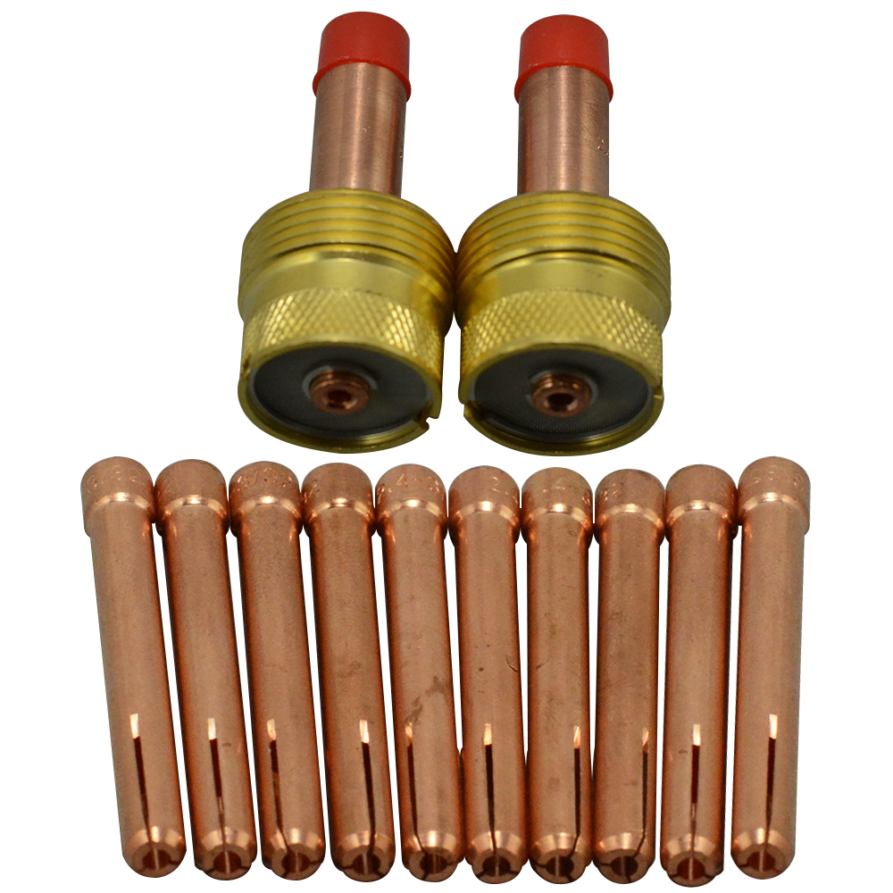 TIG Gas Lens Collet Body Jumbo 45V64 10N24 (3/32" & 2.4mm) Assorted Size Kit Fit SR WP 17 18 26 TIG Welding Torch 12pcs